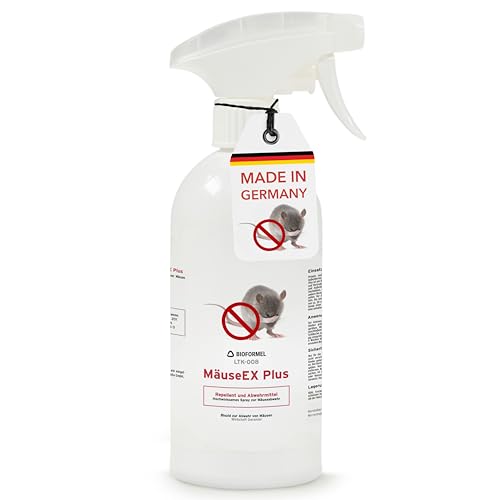 BIOFORMEL Mäuse Ex Spray Plus 1L - Effektive Mäuse- und Rattenabwehr für Innen und Außen - Geraniol-basiertes Mausspray