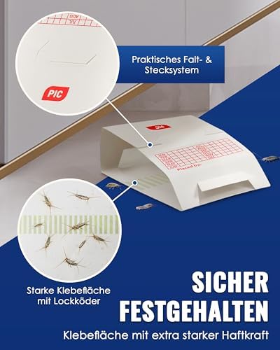 PIC Silberfischfalle 20x - Effektive, giftfreie Falle mit starkem Kleber - Ideal für Haushalte mit Kindern & Haustieren