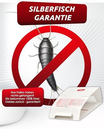 PIC Silberfischfalle 20x - Effektive, giftfreie Falle mit starkem Kleber - Ideal für Haushalte mit Kindern & Haustieren