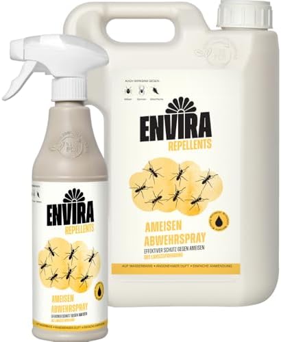 Envira Ameisenspray 5 Liter - Effektives Langzeit-Abwehrmittel gegen Wegameisen und Pharaoameisen für Wohnung, Balkon un