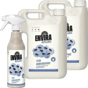 Envira Floh Abwehrspray 500 ml + 2 x 2 Liter - Langzeitwirkung gegen Flöhe für Wohnung & Möbel - Effektiver Schutz für H