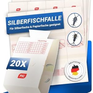 PIC Silberfischfalle 20x - Effektive, giftfreie Falle mit starkem Kleber - Ideal für Haushalte mit Kindern & Haustieren