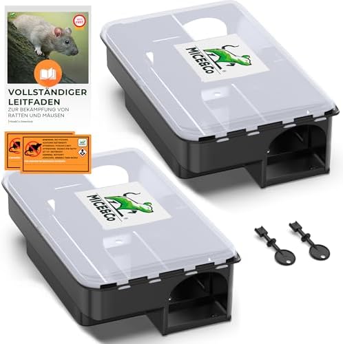 2X Profi Rattenfalle – Abschließbare Rattenköderbox für Haus und Garten – Kindersicher, mit Warnaufklebern & ohne Gift