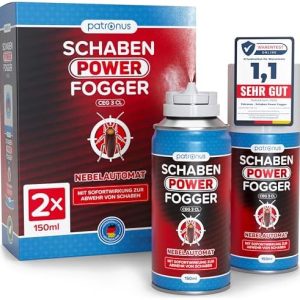 Patronus Schaben Power Fogger - 2x 150ml - effektiver Vernebler zur sofortigen Schabenbekämpfung in kleinen Verstecken -