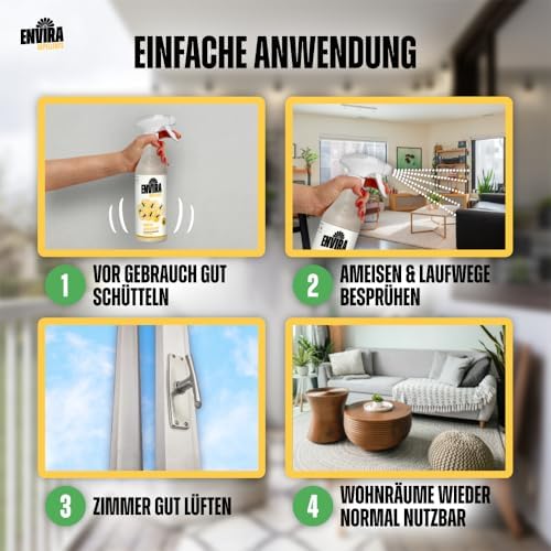 Envira Ameisenspray 5 Liter - Effektives Langzeit-Abwehrmittel gegen Wegameisen und Pharaoameisen für Wohnung, Balkon un