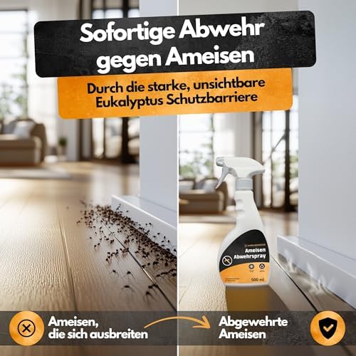 Schädlingsmeister Ameisen Abwehrspray 500 ml - Eukalyptus & Chrysanthemen Schutz für Innen & Außen - Effektives Ameisenm