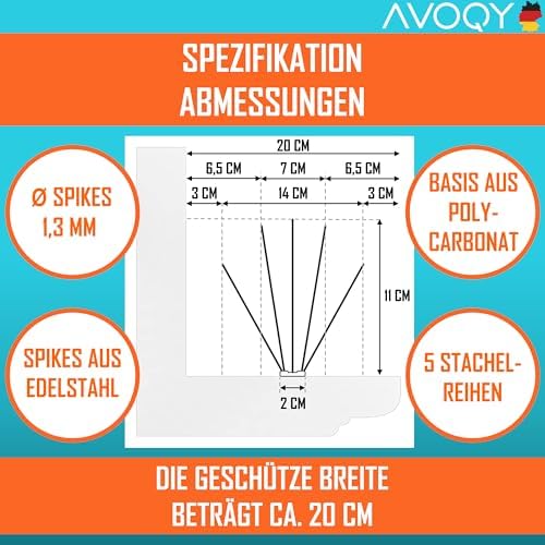 Premium Taubenabwehr-Spikes 5-REIHIG, 3 Meter, Rostfrei, ideal für Balkon, effektiv gegen Tauben!
