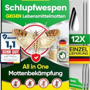 Schlupfwespen gegen Lebensmittelmotten - 12 Karten zur effektiven Bekämpfung - Ideal für Küche und Vorratsraum!