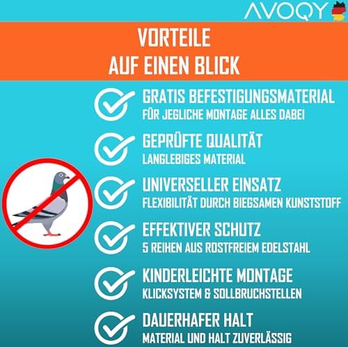 Premium Taubenabwehr-Spikes 5-REIHIG, 3 Meter, Rostfrei, ideal für Balkon, effektiv gegen Tauben!