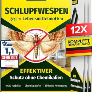 Schlupfwespen für Lebensmittelmotten - Biologische Lösung ohne Chemie, 12 Karten für effektiven Schutz in der Küche