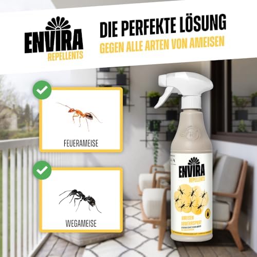 Envira Ameisenspray 5 Liter - Effektives Langzeit-Abwehrmittel gegen Wegameisen und Pharaoameisen für Wohnung, Balkon un