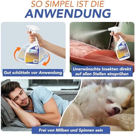 Spinnen & Milbenspray 500ml – Effektives Spray gegen Spinnen & Milben für Allergiker – Wasserbasiertes, fleckenfreies Mi