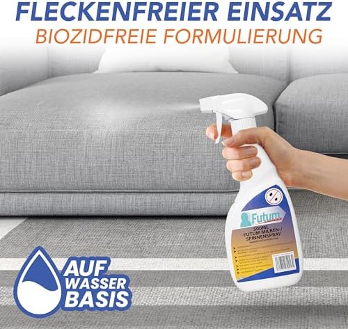 Spinnen & Milbenspray 500ml – Effektives Spray gegen Spinnen & Milben für Allergiker – Wasserbasiertes, fleckenfreies Mi