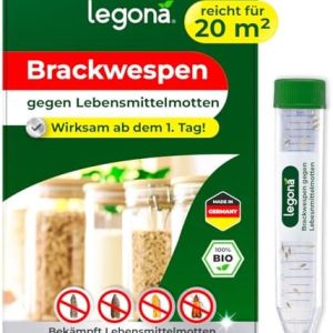 Legona Brackwespen zur effektiven Bekämpfung von Lebensmittelmotten – 2 Röhrchen für 20 m² in Vorratsräumen