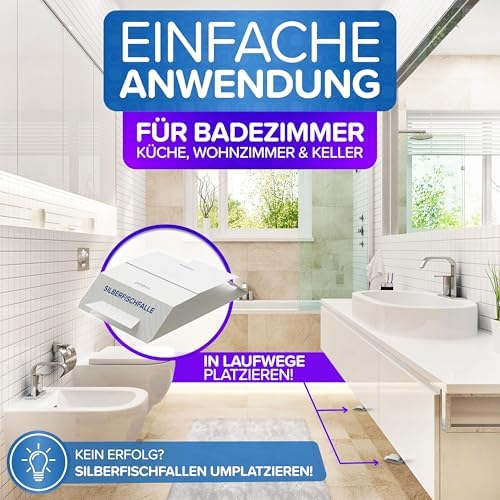 Patronus Silberfischfalle - Effektive, giftfreie Klebefalle für Silberfisch-Befall in jedem Wohnraum inkl. E-Book zur B