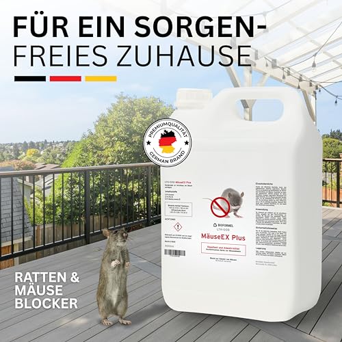 BIOFORMEL Mäuse Ex Spray Plus 1L - Effektive Mäuse- und Rattenabwehr für Innen und Außen - Geraniol-basiertes Mausspray
