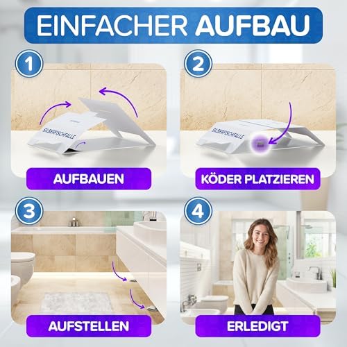 Patronus Silberfischfalle - Effektive, giftfreie Klebefalle für Silberfisch-Befall in jedem Wohnraum inkl. E-Book zur B