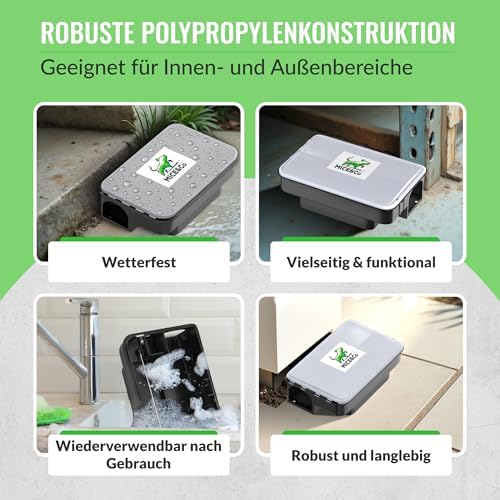 2X Profi Rattenfalle – Abschließbare Rattenköderbox für Haus und Garten – Kindersicher, mit Warnaufklebern & ohne Gift