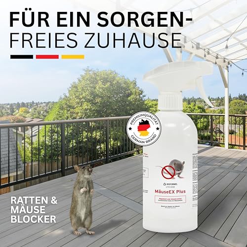 BIOFORMEL Mäuse Ex Spray Plus 1L - Effektive Mäuse- und Rattenabwehr für Innen und Außen - Geraniol-basiertes Mausspray