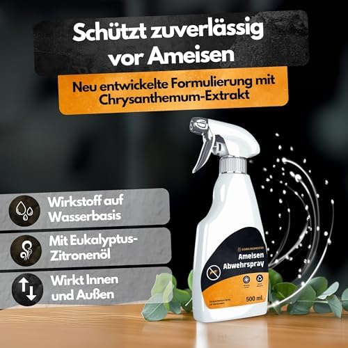 Schädlingsmeister Ameisen Abwehrspray 500 ml - Eukalyptus & Chrysanthemen Schutz für Innen & Außen - Effektives Ameisenm