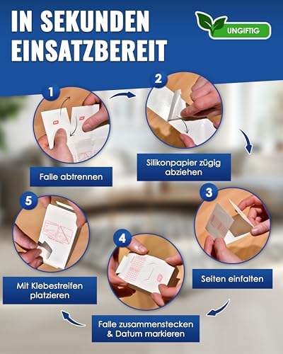 PIC Silberfischfalle 20x - Effektive, giftfreie Falle mit starkem Kleber - Ideal für Haushalte mit Kindern & Haustieren