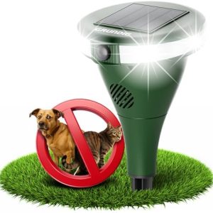 GRUNDIG Ultraschall Katzen- und Hundeabwehr für den Garten - 360° Bewegungsmelder mit Solar, Akkubetrieb, IP44 Schutz un